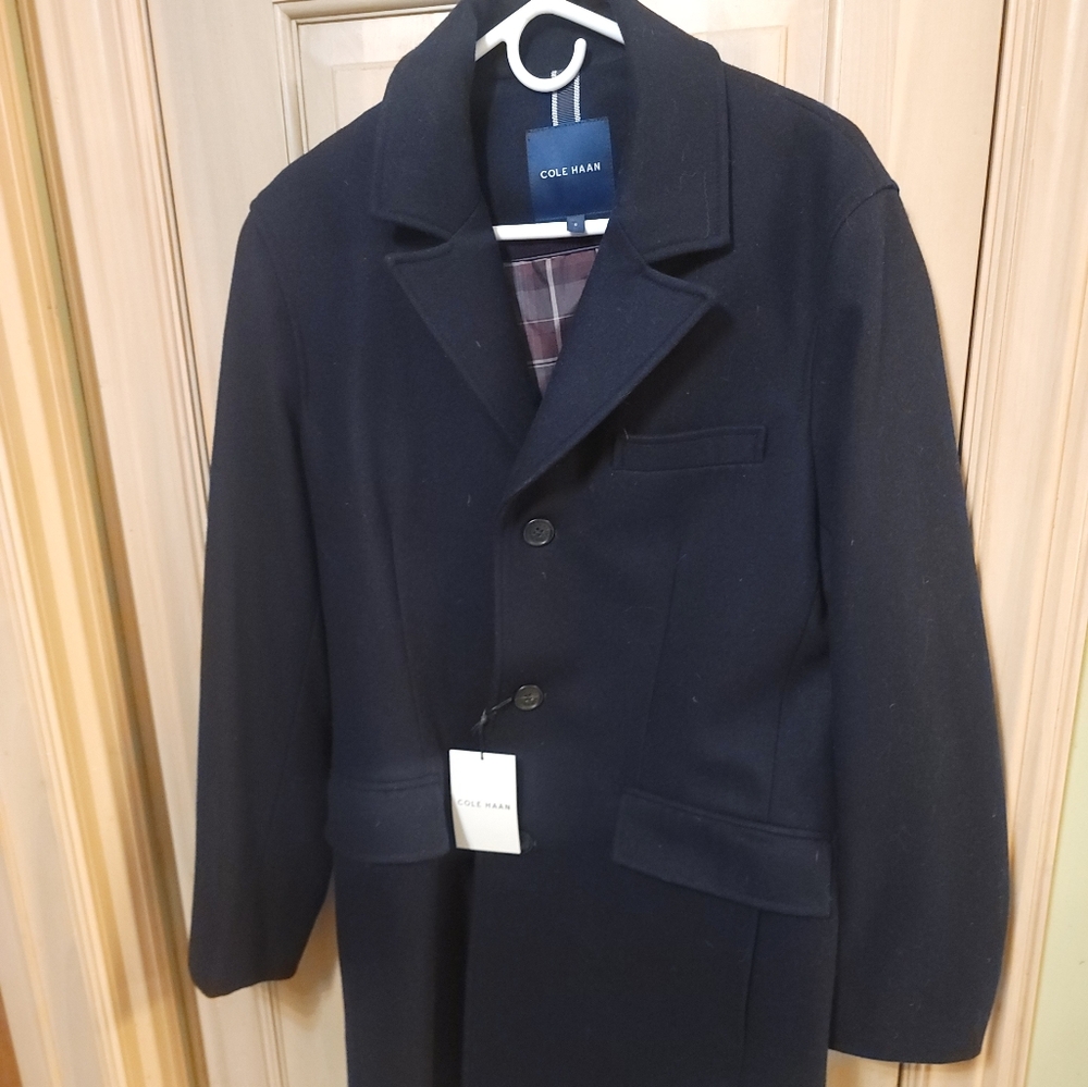 Cole Hann Mens sz S Pea Coat navy wool NWT Preppy - Picture 4 of 8